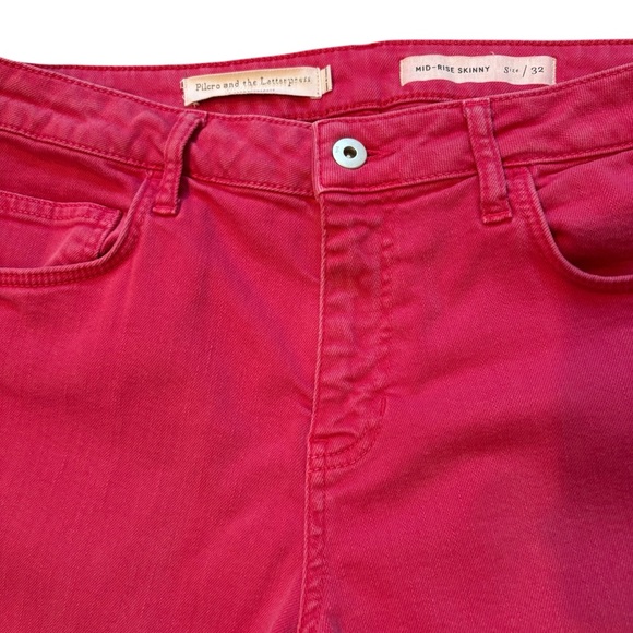 Pilcro & The Letterpress Mid Rise Skinny Stet Pink Jeans, Sz 32 - Picture 9 of 15